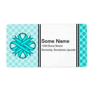 Lt Blue/Blauwgroen Clover Ribbon van Kenneth Yonci Etiket