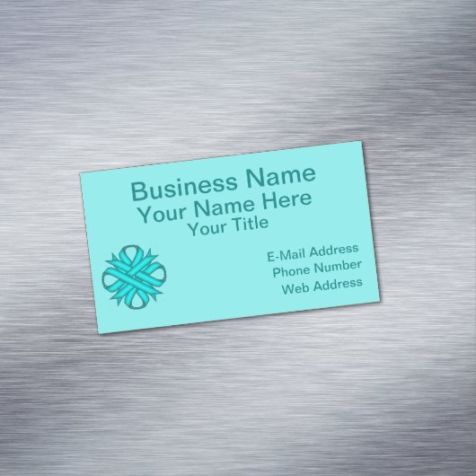 Lt Blue/Blauwgroen Clover Ribbon van Kenneth Yonci Magnetisch Visitekaartje (Voorbeeld)