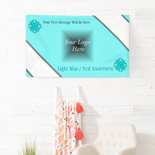 Lt Blue/Blauwgroen Clover Ribbon van Kenneth Yonci Spandoek (Insitu)