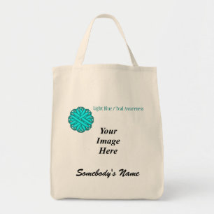 Lt Blue/Blauwgroen Flower Ribbon Sjabloon door K Y Tote Bag