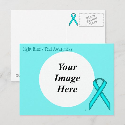 Lt Blue/Blauwgroen Standard Ribbon Sjabloon door K Briefkaart (Voorkant / Achterkant)