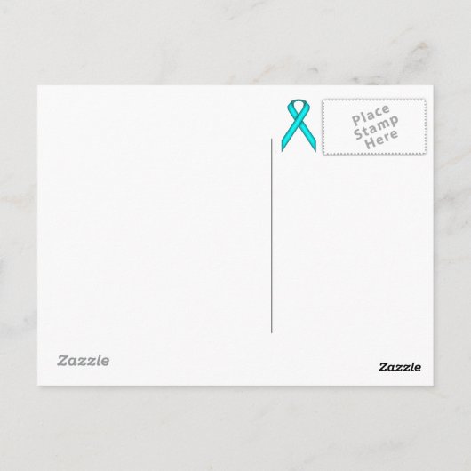 Lt Blue/Blauwgroen Standard Ribbon Sjabloon door K Briefkaart (Achterkant)