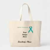 Lt Blue/Blauwgroen Standard Ribbon Sjabloon door K Grote Tote Bag (Voorkant)