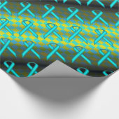 Lt Blue/Blauwgroen Stnd Ribn Pattern van Kenneth Y Cadeaupapier (Hoek)