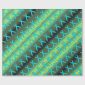 Lt Blue/Blauwgroen Stnd Ribn Pattern van Kenneth Y Cadeaupapier (Vlak)