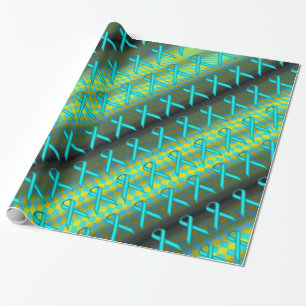 Lt Blue/Blauwgroen Stnd Ribn Pattern van Kenneth Y Cadeaupapier