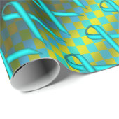 Lt Blue/Blauwgroen Stnd Ribn Pattern van Kenneth Y Cadeaupapier (Rol Hoek)