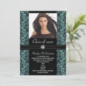 Lt.Blue Damask-Afstuderen uitwerken Kaart (Staand voorkant)