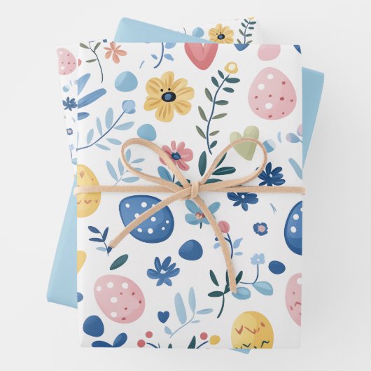 LT Blue Easter Wrapping Paper Sheet Set – 19 "x29" (In situ)