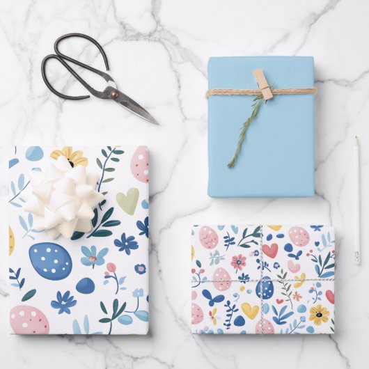 LT Blue Easter Wrapping Paper Sheet Set – 19 "x29" (Voorkant)