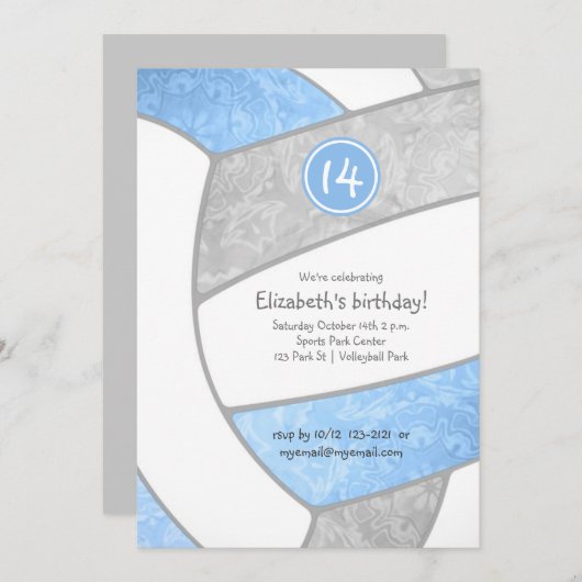 lt blue gray volleyball meiden: sportviering kaart (Voorkant / Achterkant)