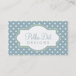 Lt. Blue Green & White Polka Dot Visitekaartjes