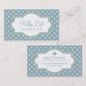 Lt. Blue Green & White Polka Dot Visitekaartjes (Voorkant / Achterkant)