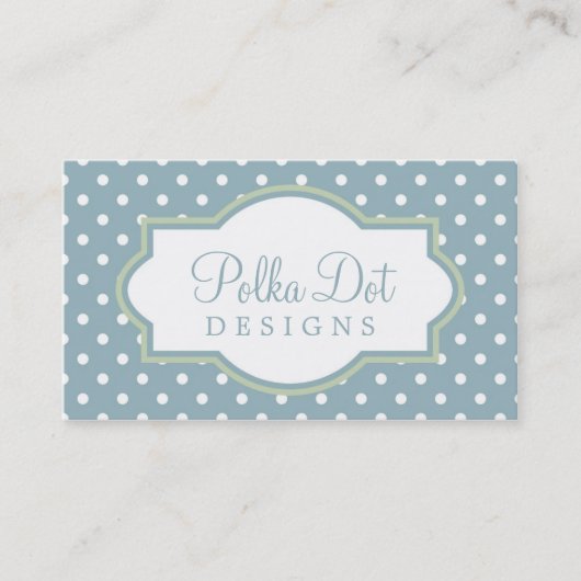Lt. Blue Green & White Polka Dot Visitekaartjes (Voorkant)