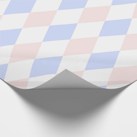 Lt Blue, Lt Pink, Wht Harlequin Diamond Pattern Cadeaupapier (Hoek)