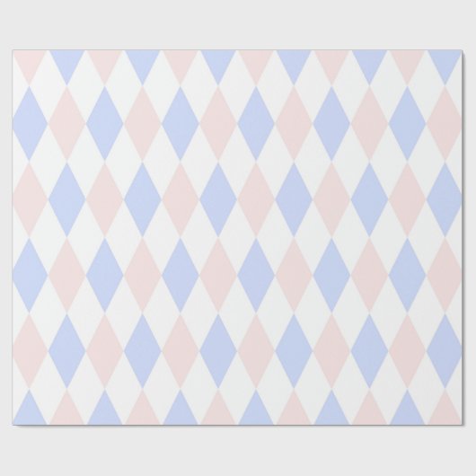 Lt Blue, Lt Pink, Wht Harlequin Diamond Pattern Cadeaupapier (Vlak)