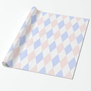 Lt Blue, Lt Pink, Wht Harlequin Diamond Pattern Cadeaupapier
