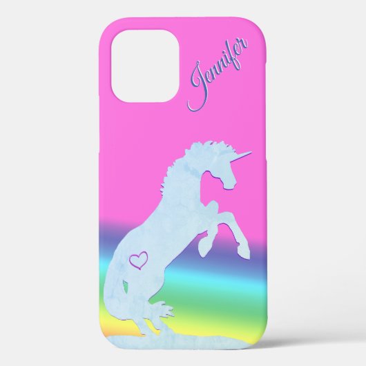 Lt. Blue Unicorn Silhouette (regenboog/personalise Case-Mate iPhone Case (Achterkant)