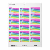 Lt. Blue Unicorn Silhouette (regenboog/personalise Etiket (Full Sheet)