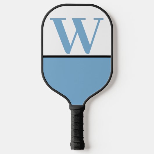 Lt Blue & White College Monogram Pickleball Paddle (Voorkant)