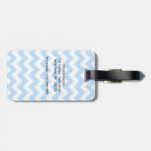 Lt Blue Wht Chevron Zigzag Wht Quatrefoil Monogram Bagagelabel (Achterkant horizontaal)