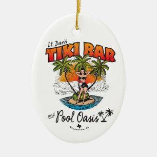 Lt. Dan's Tiki Bar en Pool Oasis Bikini Babe Keramisch Ornament