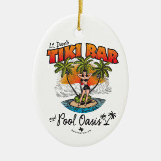Lt. Dan's Tiki Bar en Pool Oasis Bikini Babe Keramisch Ornament