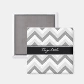 Lt Gray Med Gray White Chevron Black Naam Monogram Magneet (Voorkant / Achterkant)
