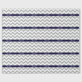 Lt Gray Med Gray White Chevron Navy Name Monogram Cadeaupapier (Vlak)
