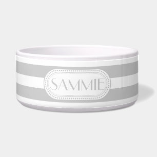 Lt Gray Monogram witte strepen Voerbakje