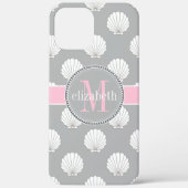 Lt Gray | Roze lamschelpen Seashells Monogram Case-Mate iPhone Case (Achterkant)