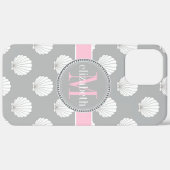 Lt Gray | Roze lamschelpen Seashells Monogram Case-Mate iPhone Case (Achterkant (horizontaal))