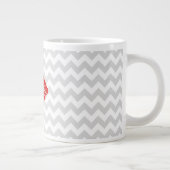 Lt Gray White Chevron, Red Lipstick Kiss Grote Koffiekop (Rechts)