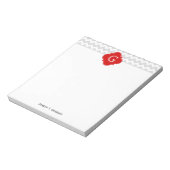 Lt Gray White Chevron Red Quatrefoil Monogram Notitieblok (Linkerzijde)