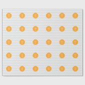 Lt Gray White Chevron Rnd Cantaloupe Name Monogram Cadeaupapier (Vlak)