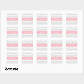 Lt Gray White Chevron Zigzag Pink Naam Monogram Vierkante Sticker (Vel)