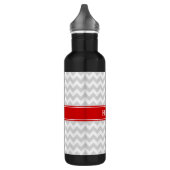 Lt Gray White Chevron Zigzag Red Name Monogram Waterfles (Links)
