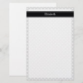 Lt Gray White Polka Dots Black Naam Monogram Briefpapier (Voorkant / Achterkant)