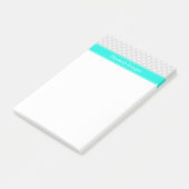 Lt Gray White Polka Dots Brt Aqua Ribbon Monogram Post-it® Notes (Schuin)