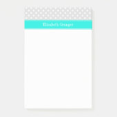 Lt Gray White Polka Dots Brt Aqua Ribbon Monogram Post-it® Notes (Voorkant)