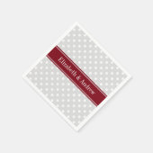 Lt Gray White Polka Dots Burgundy Name Monogram Servet (Hoek)