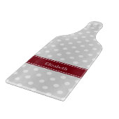 Lt Gray White Polka Dots Burgundy Name Monogram Snijplank (Hoek)