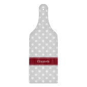 Lt Gray White Polka Dots Burgundy Name Monogram Snijplank (Voorkant)