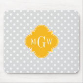 Lt Gray White Polka Dots Goldenrod 3 Monogram Muismat (Voorkant)