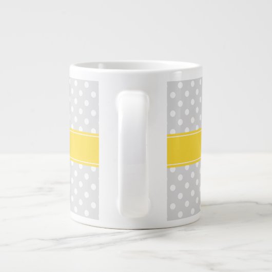 Lt Gray White Polka Dots Pineapple Name Monogram Grote Koffiekop (Achterkant)