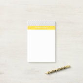 Lt Gray White Polka Dots Pineapple Name Monogram Post-it® Notes (Op bureau)
