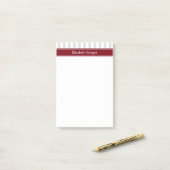 Lt Gray White Stripe Burgundy Name Monogram Post-it® Notes (Op bureau)