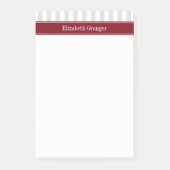 Lt Gray White Stripe Burgundy Name Monogram Post-it® Notes (Voorkant)