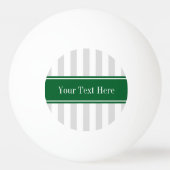 Lt Gray White Stripe Forest Green Name Monogram Pingpongbal (Voorkant)