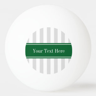 Lt Gray White Stripe Forest Green Name Monogram Pingpongbal